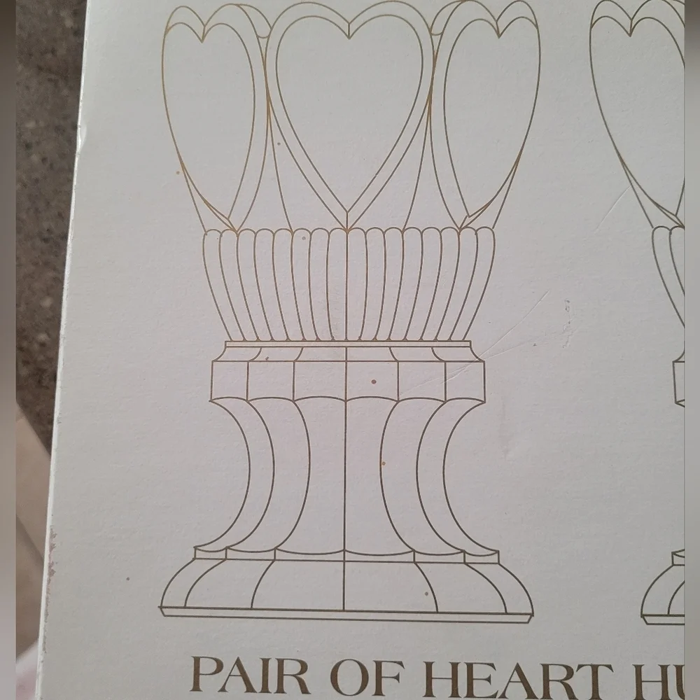 Shannon Crystal Pair of Heart Hurricane 24% Lead Crystal Candle Holders with Box